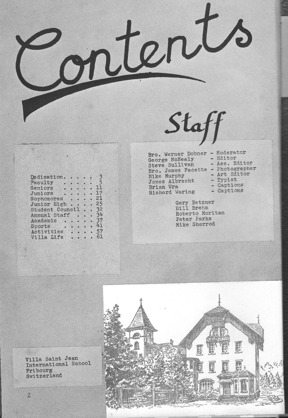 Table of Contents for  Villa Saint Jean International School  1964 Yearbook Le Chamois