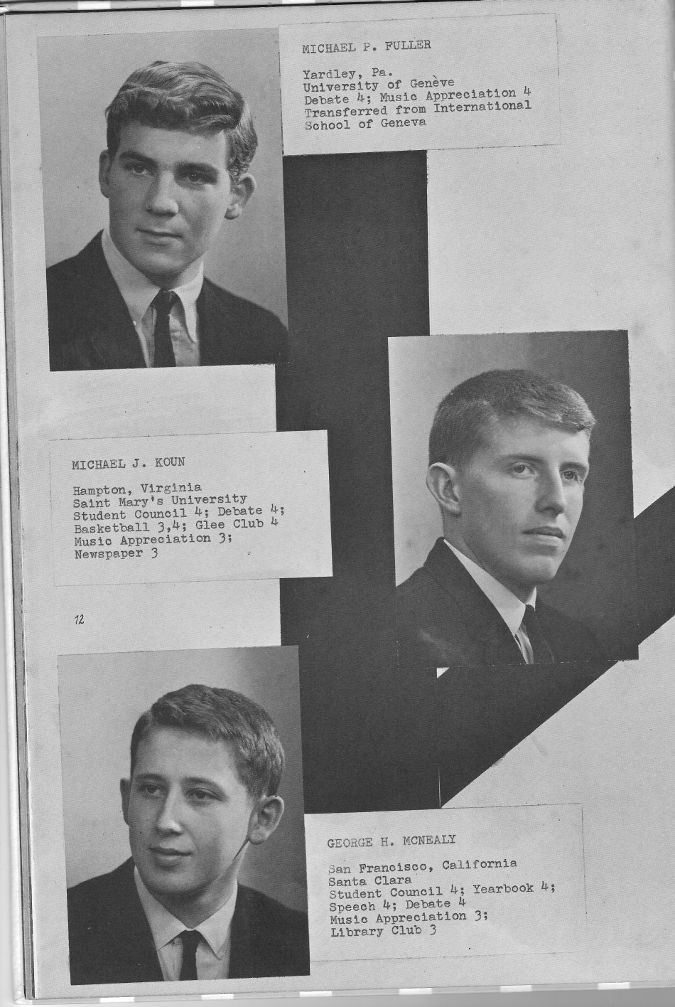 SENIORS Individual Photos 1 for  Villa Saint Jean International School  1964 Yearbook Le Chamois