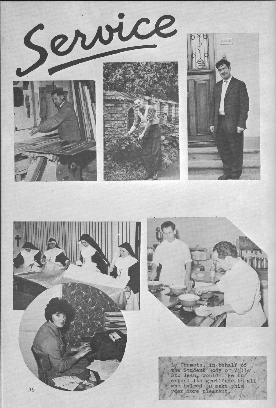 SERVICE Staff for  Villa Saint Jean International School  1964 Yearbook Le Chamois