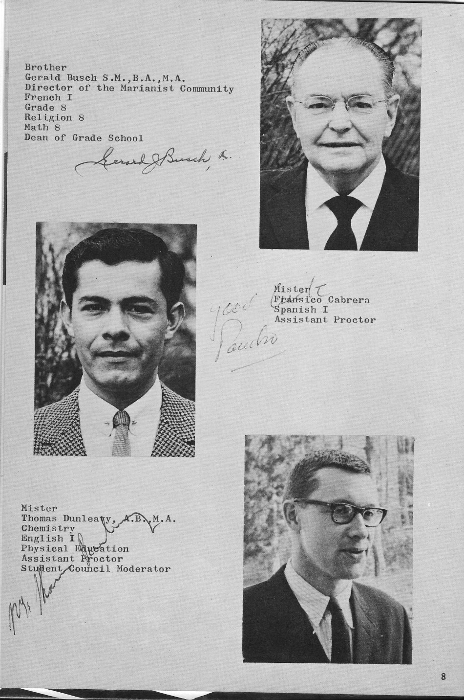 Faculty 2  for  Villa Saint Jean International School  1965 Yearbook Le Chamois