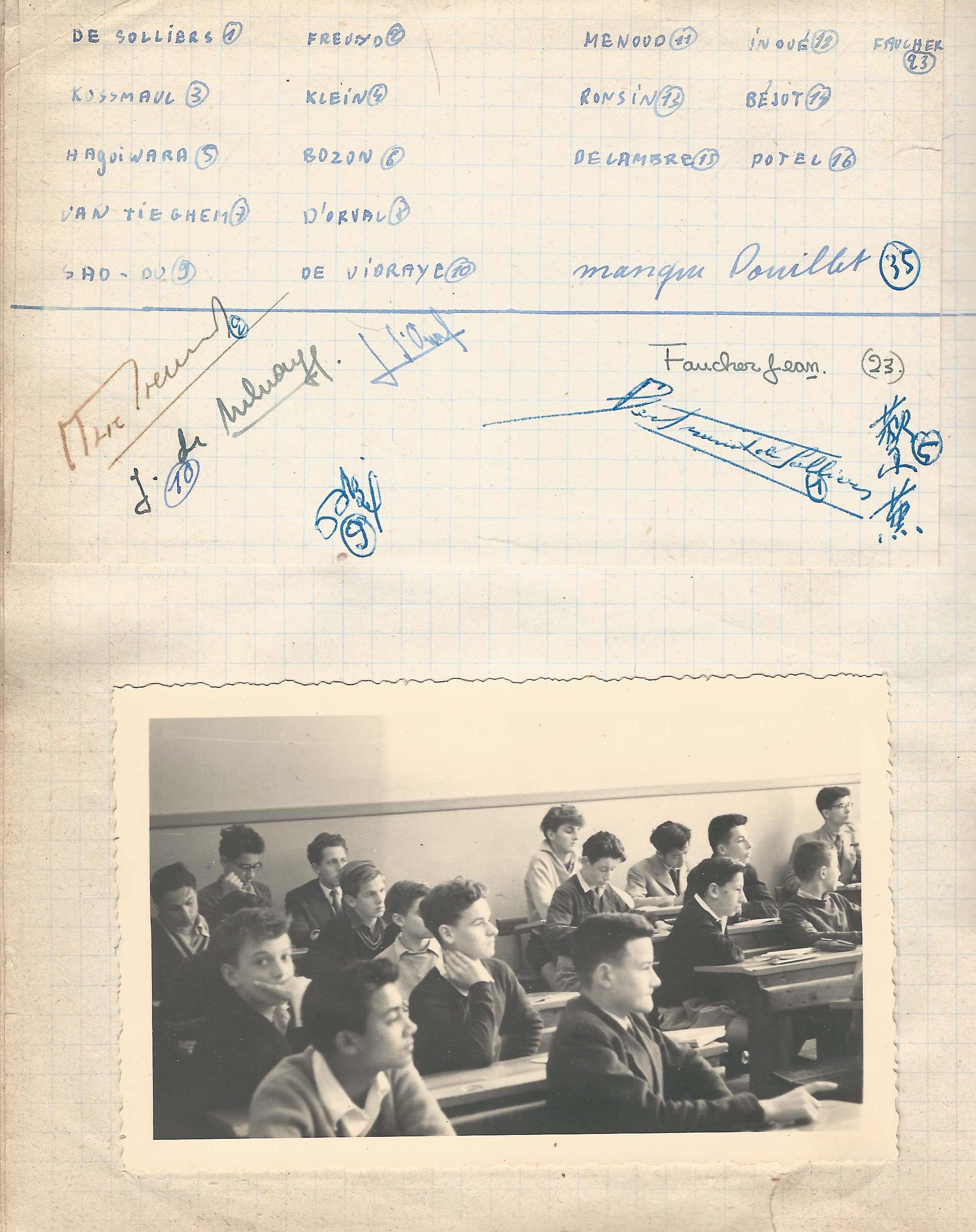  PHOTO Student Seating Layout Arrangement for Classe de troisieme 1952-1953 Villa St Jean Fribourg Suisse 