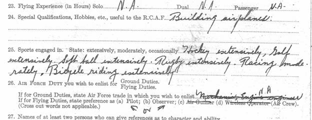 RCAF Enlistment Application Form piece 4