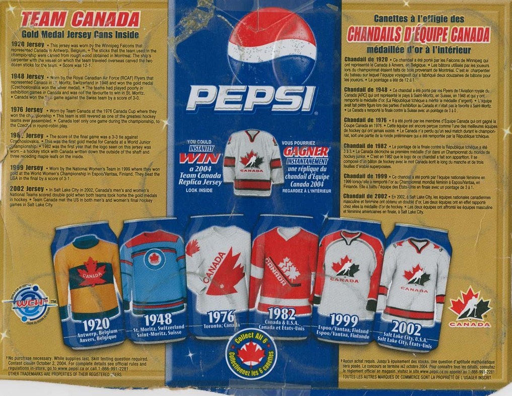 Pepsi Soda Can Ad commemerating Olympic Winners including 1948 RCAF Flyers