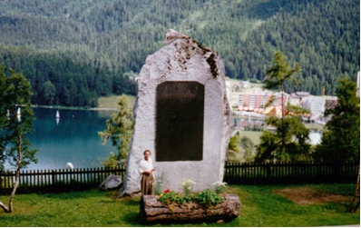 Photo: Monument in St. Moritz Switzerland Commerating 1948 Olympic Gold Medal Victory By RCAF Flyers 