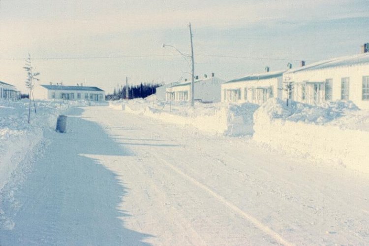 Photo: Married Quarters Street at RCAF Moisie  In Winter