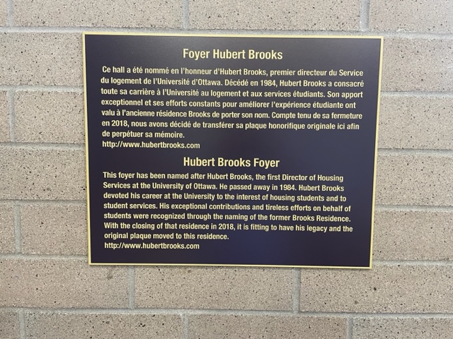 Photo of plaque for Brooks Foyer 
