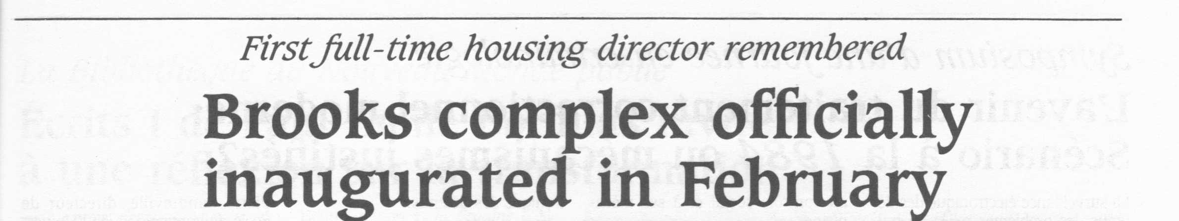 University of Ottawa Newspaper Headline announing opening of Brooks Residence