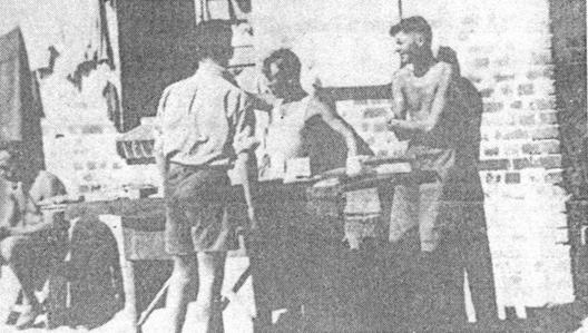 Picture Stalag VIII B Men Leaning Against Prisoner Barracks