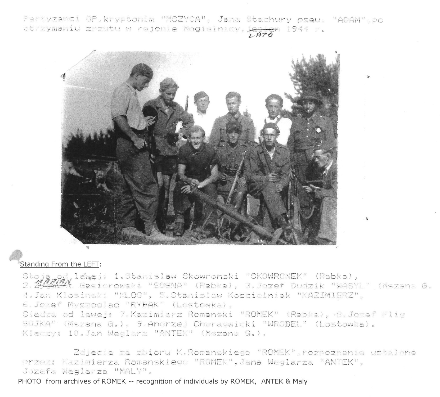 Photo: MSZYCA Unit Partisans after receiving an Airdrop in Mogielnica  Summer 1944