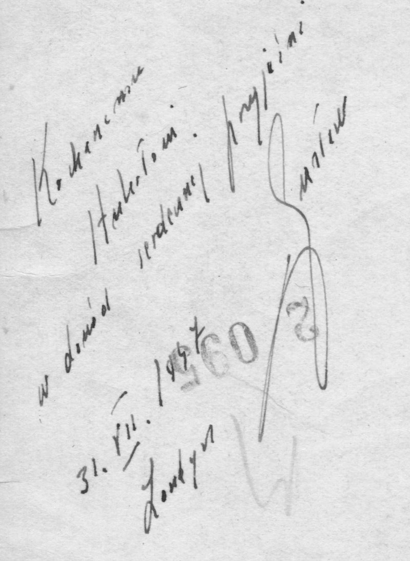Photo Inscription from Lieutenant Commander Gustaw Górecki ps. Gustaw, Commander 2<sup>nd</sup> Company, I Battalion  In London After The War July 31, 1947