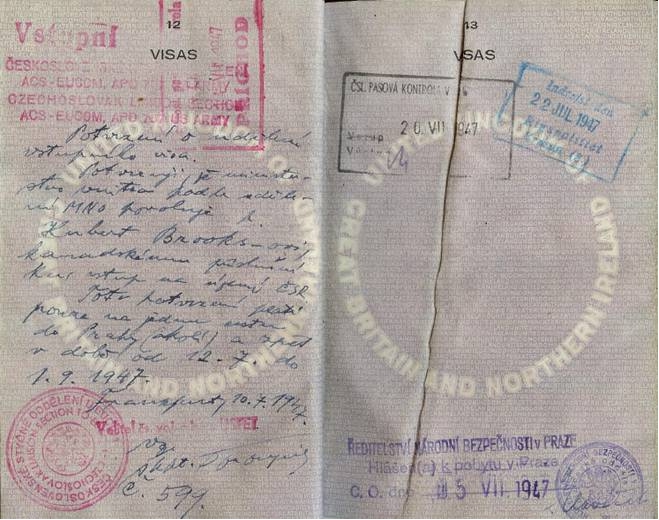 IMAGE : Czech Visa from Hubert Brooks Passport