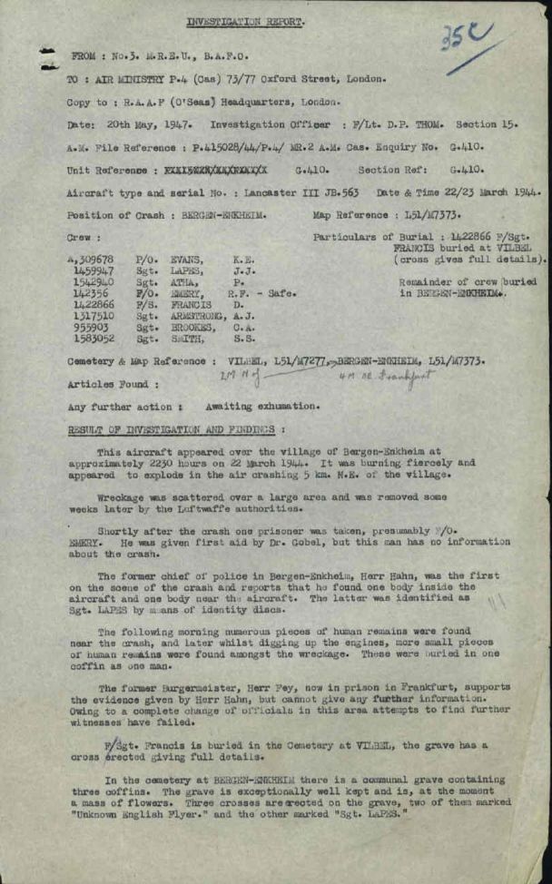 PHOTO: Page 1 MREU 20-May-1947 from Brooks' Unit