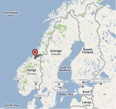 Image of map showing location of Trondheim 1