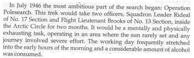 Image of extract from book Missing Believed Killed on subject Operation Polesearch