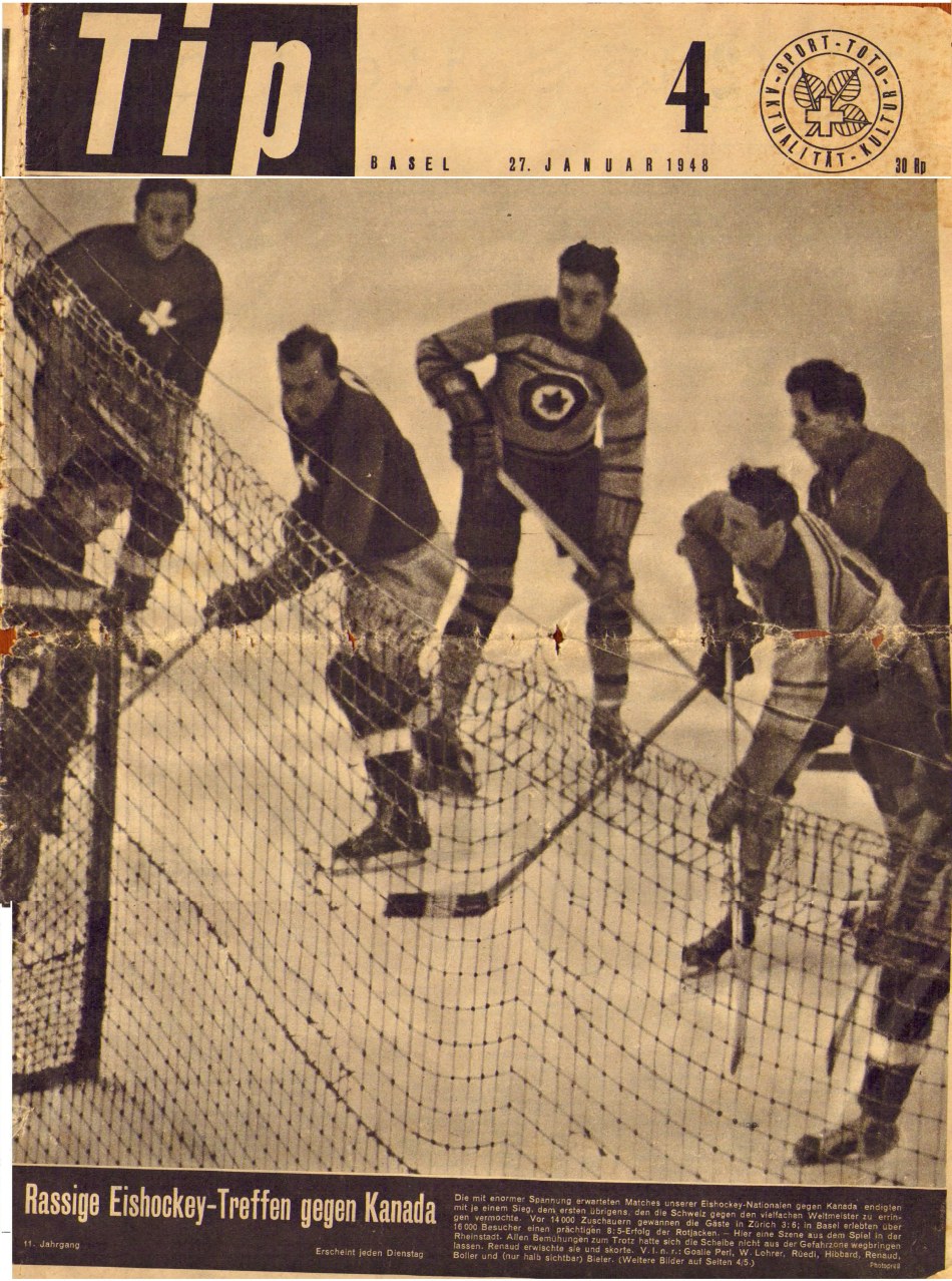 Photo:  Front Cover Swiss Magazine TIP January 27  1948 RCAF Flyers vs Swiss National Team