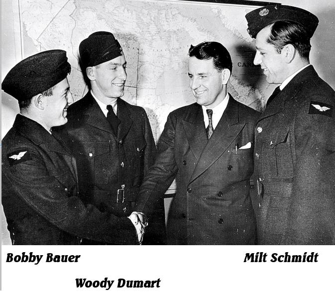 Image: RCAF airmen Bauer Dumart and Schmidt