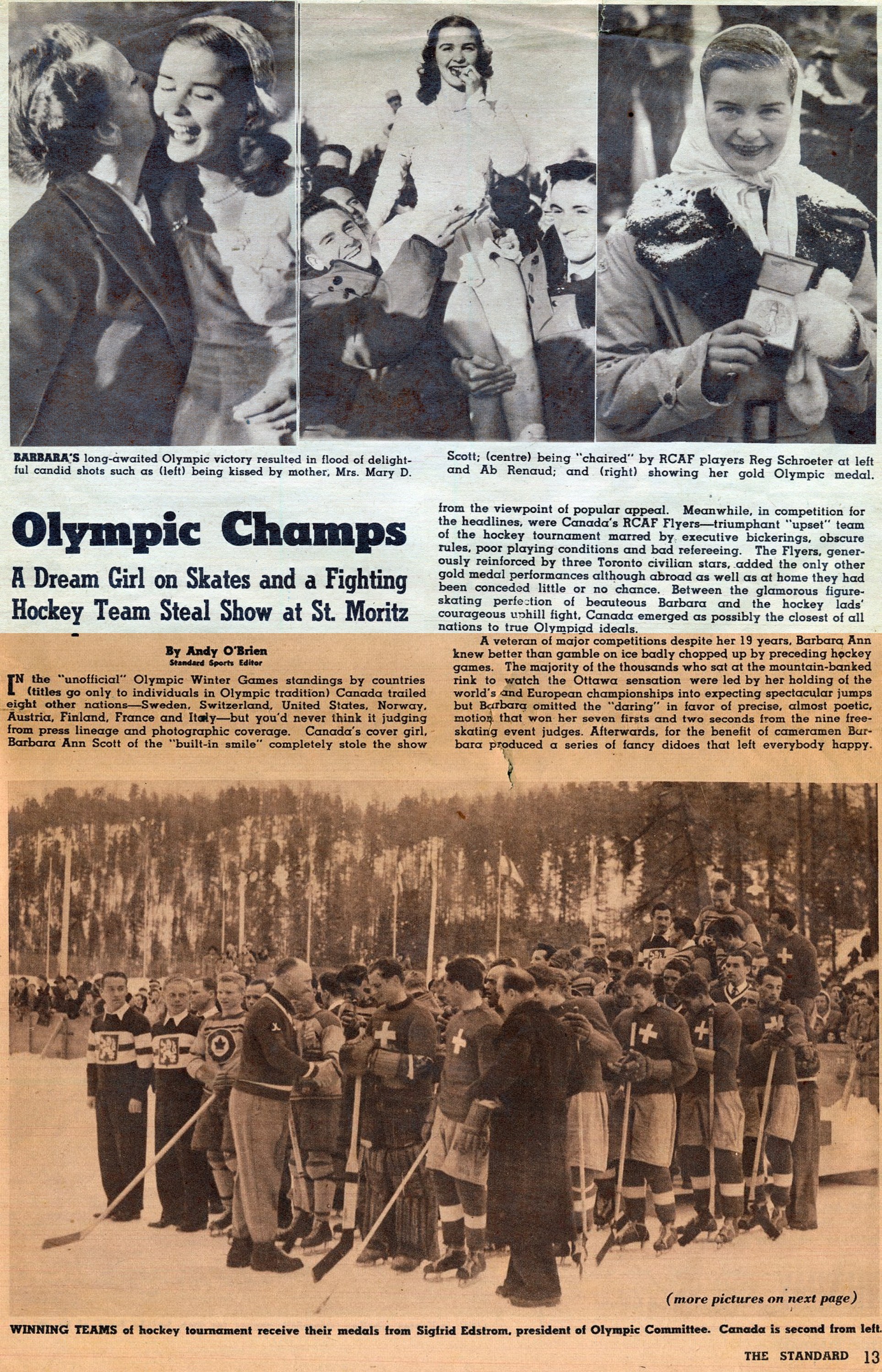 Image: NEWS ARTICLE on Scott and RCAF Flyers as Olympic Champs